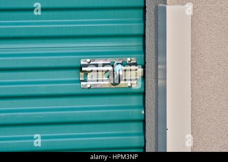 Lock on a storage unit at Extra Space storage Stock Photo