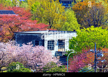 Former Hitachi Aircraft Tachikawa Factory Transformer Substation in Higashiyamato city Tokyo Japan Stock Photo