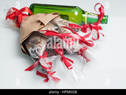 bright bouquet of salted fish for beer Stock Photo