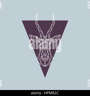Antelope blesbok in polygonal style. Triangle vector illustration of animal for use as a print on t-shirt and poster. Stock Vector