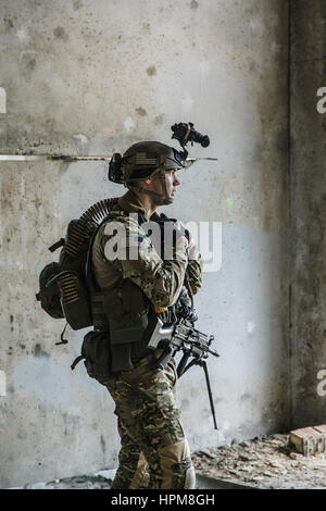 US Army Ranger with machinegun Stock Photo