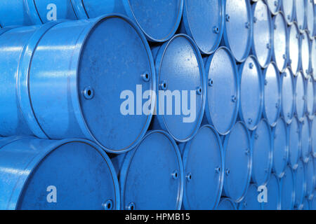 3d rendering blue barrel background Stock Photo