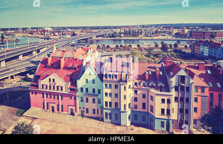 Retro color toned picture of Szczecin (Stettin) City old town, Poland. Stock Photo