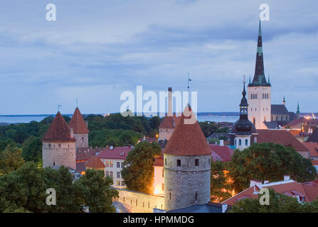 elevated view with St Olaf's Church from Toompea district,Tallinn, Estonia Stock Photo