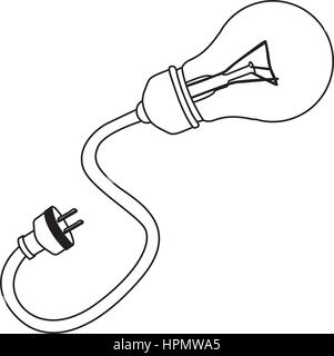 bulb with power cable icon Stock Vector