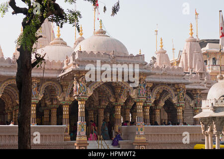 General view of the Hindu Shri Swaminarayan Hindu temple in Ahmedabad, India Stock Photo