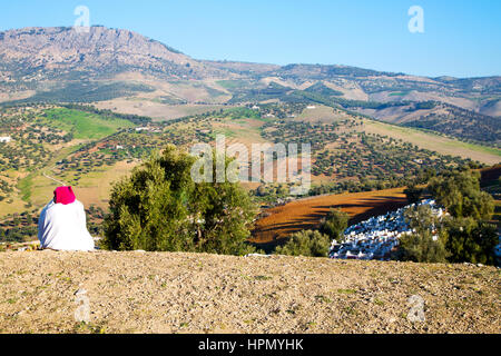 from high in the village morocco africa field and constructions Stock Photo