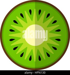 Green round piece of kiwi on white background Stock Vector
