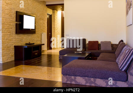Living room modern style with tv on wall Stock Photo
