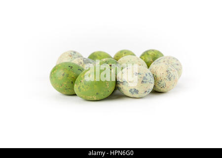 Quail eggs isolated on white background studio shot front view Stock Photo