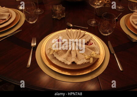 Christmas dinner table Stock Photo