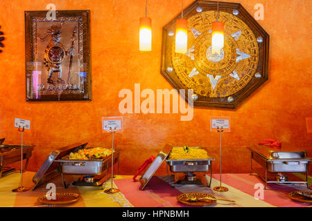 Mexican style decoration in a restaurant. Served table. Empty glasses Stock  Photo - Alamy