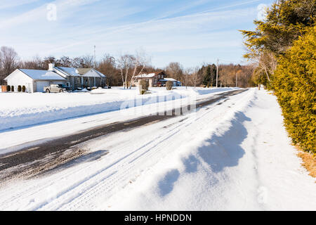 Snowy winter scenery of a Canadian town Huntsville before Christmas