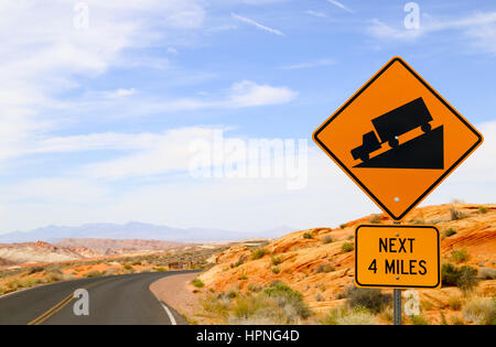 Downhill in the Valley of Fire State Park in Nevada, USA Stock Photo
