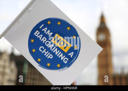 A flag stating ' I am not a bargaining chip' with Big Ben in the back ground. Stock Photo