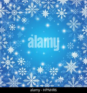 Happy New Year Card . Blue background  with golden snowflakes. Vector illustration Stock Vector