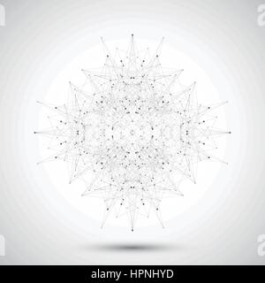 Geometric abstract form with connected lines and dots. Vector illustration Stock Vector