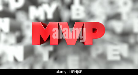 MVP -  Red text on typography background - 3D rendered royalty free stock image. This image can be used for an online website banner ad or a print pos Stock Photo