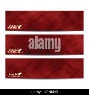 Set of vector banners. Background with dark red triangles. Web banners, card, vip, certificate, gift, voucher. Modern business stylish design Stock Vector
