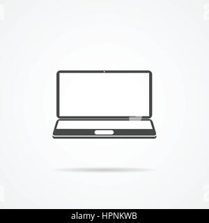 Laptop vector flat icon  on the grey background Stock Vector