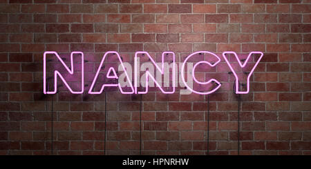 Nancy neon sign - Glowing Neon Sign on brickwall wall - 3D rendered ...