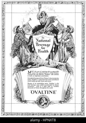1937 British advertisement for Ovaltine, celebrating the coronation of King George VI. Stock Photo