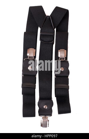 Black suspenders for mens isolated on white background Stock Photo