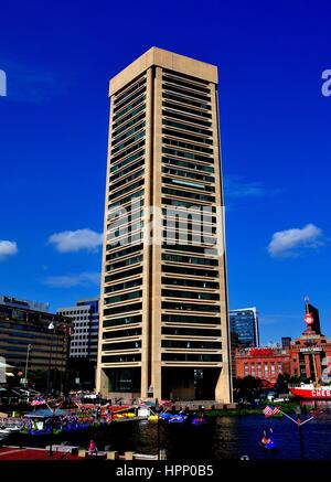 Baltimore, Maryland - July 22, 2013: The hexagonal World Trade Center tower at Inner Harbor designed by I. M. Pei * Stock Photo