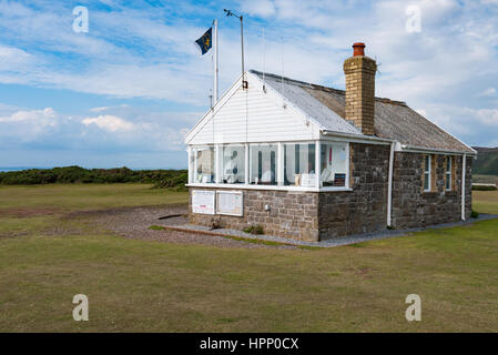 Coast Guard look out station at Worms Head, Rhossili,Gower Peninsula, Swansea, Wales, UK. Stock Photo