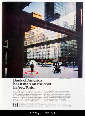 1970s magazine advert for Bank of America. Stock Photo
