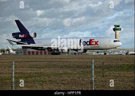 fedex mcdonnell douglas md-11 landing at Stansted Airport Stock Photo