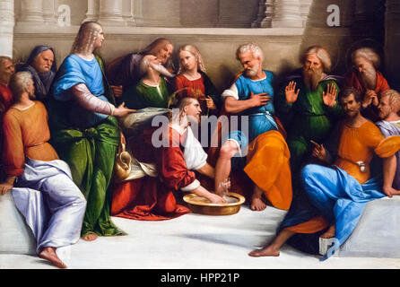 Christ Washing the Disciples' Feet by Garofalo (Benvenuto Tisi: 1481-1559), oil on panel, c.1520-25 Stock Photo