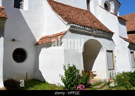 Fortified medieval saxon church in the village Biertan was built around 1100 AD. Stock Photo