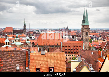Panoramic view of Old Town in Nuremberg, Germany Stock Photo