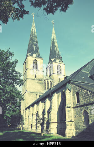 Church of Saint Nicholas (St. Nikolai-Kirche) in Quedlinburg, Germany. Retro style filtered image Stock Photo