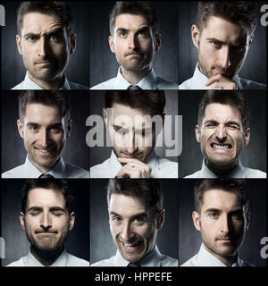 Portraits of a young businessman. Various images in a collage Stock Photo