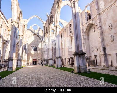 LISBON, PORTUGAL - JANUARY 19, 2017: Convent of Our Lady of Mount Carmel (Portuguese: Convento da Ordem do Carmo) in Lisbon, Portugal. Stock Photo