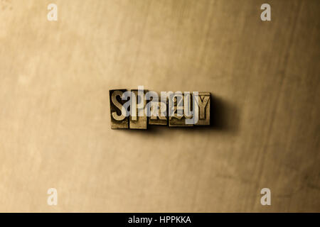 SPRAY - close-up of grungy vintage typeset word on metal backdrop. Royalty free stock illustration.  Can be used for online banner ads and direct mail Stock Photo