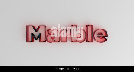 Marble - Red glass text on white background - 3D rendered royalty free stock image. Stock Photo