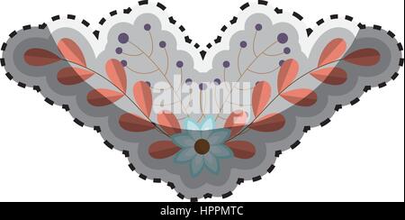 sticker crown of floral branch with blue flowers Stock Vector