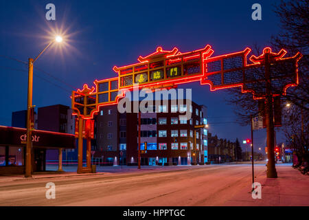Gate of Happy Arrival, , Chinatown, Edmonton, Alberta, Canada Stock Photo