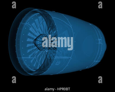 3d rendering x ray jet engine isolated on black Stock Photo