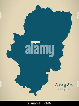 Modern Map - Aragon Spain ES illustration Stock Photo