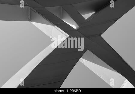 Abstract detail from the Hans-Wilsdorf Bridge (Pont Hans-Wilsdorf) in the city of Geneva, Switzerland. The structure combines metal elements forming a Stock Photo