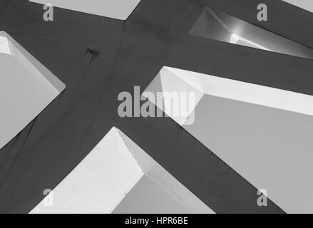 Abstract detail from the Hans-Wilsdorf Bridge (Pont Hans-Wilsdorf) in the city of Geneva, Switzerland. The structure combines metal elements forming a Stock Photo