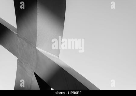 Abstract detail from the Hans-Wilsdorf Bridge (Pont Hans-Wilsdorf) in the city of Geneva, Switzerland. The structure combines metal elements forming a Stock Photo