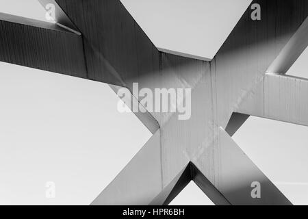 Abstract detail from the Hans-Wilsdorf Bridge (Pont Hans-Wilsdorf) in the city of Geneva, Switzerland. The structure combines metal elements forming a Stock Photo