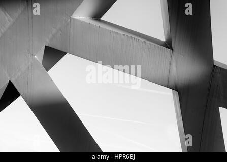 Abstract detail from the Hans-Wilsdorf Bridge (Pont Hans-Wilsdorf) in the city of Geneva, Switzerland. The structure combines metal elements forming a Stock Photo