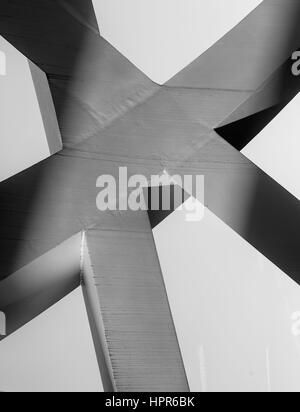 Abstract detail from the Hans-Wilsdorf Bridge (Pont Hans-Wilsdorf) in the city of Geneva, Switzerland. The structure combines metal elements forming a Stock Photo