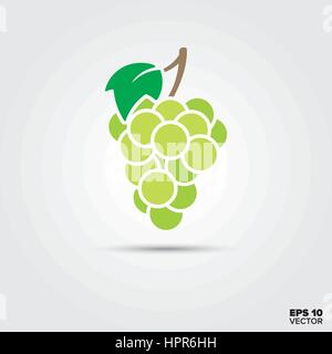white grapes and leaf vector icon Stock Vector
